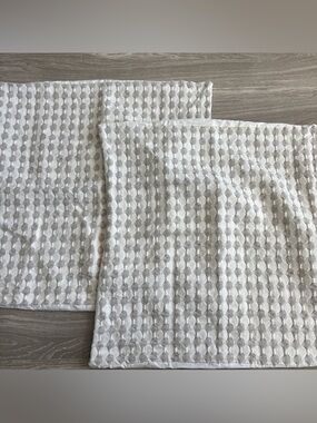 CB2 Estela Grey Euro Sham Pair in Cream and Light Gray